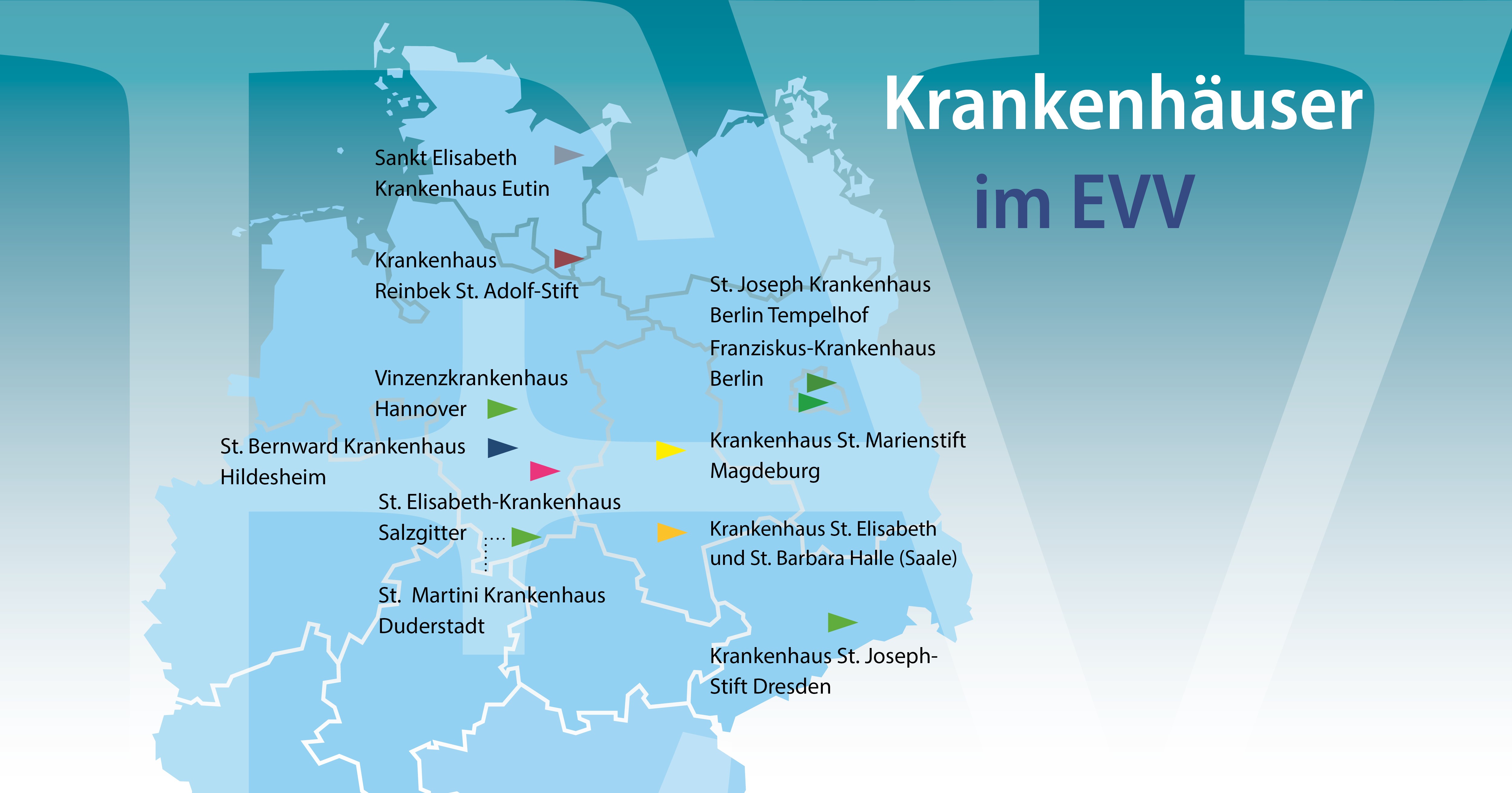 Standortkarte der Einrichtungen des Elisabeth Vinzenz Verbundes