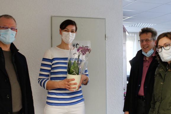 FrauDrKomm Geschäftsführung St. Marienstift begrüßt Frau Dr. Komm