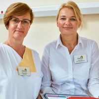 Pflegedienstleitung Schade bei der Teamleitung 